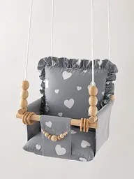 Дитяча гойдалка в квартиру Love me  з білими сердечками
