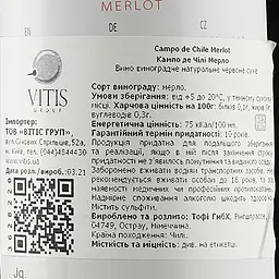 Вино Campo de Chile Merlot, червоне, сухе, 13%, 0,75 л - мініатюра 3