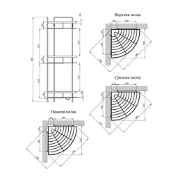 Полиця для ванної кімнати кутова Kroner KRM Rizze - ACC329-3 CV022914, Хром - мініатюра 2