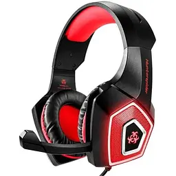 Провідна ігрова гарнітура Hunterspider Gaming with LED V1, USB, 3.5mm, 2m, black-red