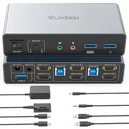USB-перемикач HDMI KVM Switch 2 монітори 2 комп'ютери подвійний монітор KVM 4K 60 Гц