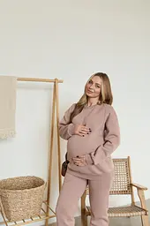Теплий світшот для вагітних та годуючих з потайними блискавками Berlin XXL-3XL (50-52) Lullababe Бежевий - мініатюра 7