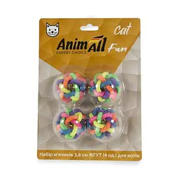 Набір м'ячиків AnimAll Fun Cat Джгут для кішок пластик 4 шт