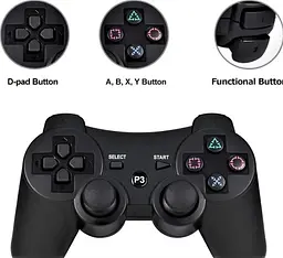 Геймпад бездротовий DoubleShock Bluetooth для PS3, ПК та Smart TV з вібрацією, чорний - мініатюра 4