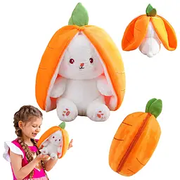 М`яка іграшка A-Toys Зайчик-Морквинка 2 в 1, 23 см біло-помаранчева - мініатюра 5
