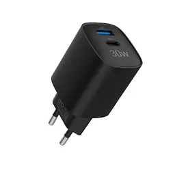 Зарядний пристрій мережевий MAKE 30W GaN3 Type-C PD3.0 + USB QC3.0 Black - мініатюра 5