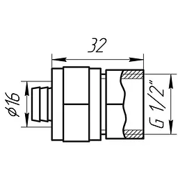 Муфта із внутрішньою різьбою APE 702 L 1/2″x16 000000615 - мініатюра 5