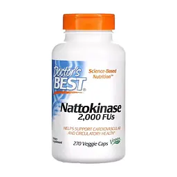Пробіотики Doctor's Best Наттокіназа, 2000 FU, Nattokinase, 270 вегетаріанських капсул (DRB-00253)
