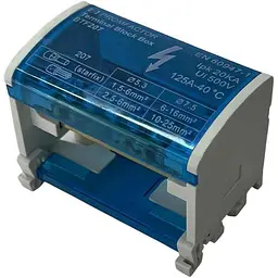 Шина нульова PF в корпусі 2P 125A 2x7 690V BTF207 DIN-рейка/гвинтовий/на монтажну панель