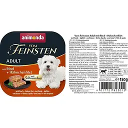 Вологий корм для собак Animonda Vom Feinsten gourme Adult with beef and chicken file з яловичиною та куркою, 150 г - мініатюра 2