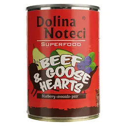 Вологий корм для собак Dolina Noteci Superfood з м'ясом яловичини та гусячим серцем 400 г - мініатюра 3