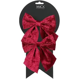 Бант декоративний Mica Decorations 13 см червоний велюр 2 шт. (1181204)