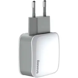 Мережевий зарядний пристрій Baseus Letour 2USB + Red Cable USB to Lightning/XiaomicroUSB/Type-C 2.4A TZCL-D92 White-Silver - мініатюра 4