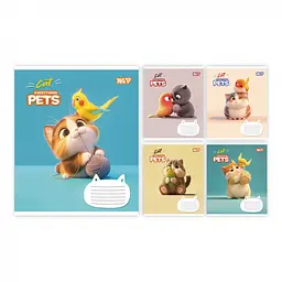 Набір учнівських зошитів Yes «Cat and pets» 12 арк., у клітинку, 25 шт. 768700 в асортименті