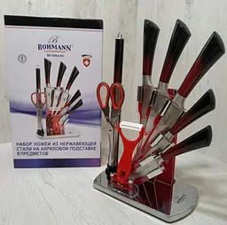 Набір ножів для кухні з підставкою Bohmann BH 8004-09 кухонні ножі та підставки червоний - мініатюра 7