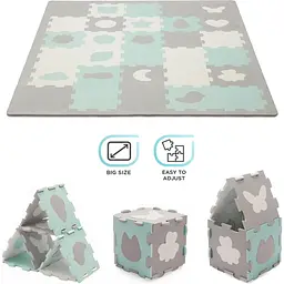 Килимок-пазл Kinderkraft Luno Shapes Mint 30 елементів (KPLUSH00MIN0000) - мініатюра 4