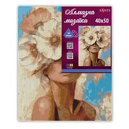 Алмазна мозаїка Santi Дівчина та ніжна квітка, 40x50 см на підрамнику (956057) - мініатюра 2