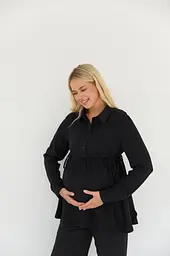 Блузка для вагітних та годуючих з шнурівкою Venice Lullababe розмір 4XL (54) Чорний - мініатюра 4
