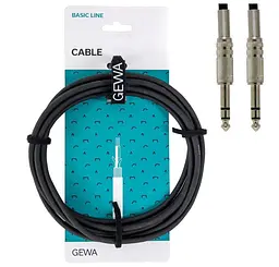 Инструментальный/гитарный/межблочный кабель Jack 6,3 stereo — Jack 6,3 stereo GEWA Basic Line 6м - мініатюра 1