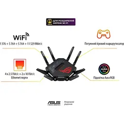 Роутер - бездротовий маршрутизатор Asus ROG Rapture GT-BE98 (90IG08F0-MO9A0V) (WiFi7 BE25000) 8 антен - мініатюра 8