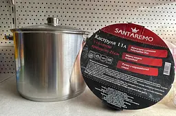 Каструля 11 л 26 см Santaremo нержавіюча сталь висока зі скляною кришкою внутрішня шкала багатошарове дно ㅤ
