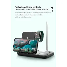 Зарядка Qi 4in1 Wireless Charger JYD-WC132 5-15W Watch/AirPods/Pencil/Phone чорна - мініатюра 8