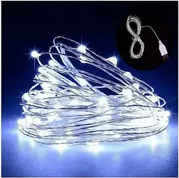 Гірлянда нитка Роса від USB, 30м, 300LED + пульт, Холодний білий / Світлодіодна новорічна гірлянда - мініатюра 2