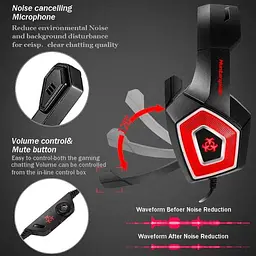 Провідна ігрова гарнітура Hunterspider Gaming with LED V1, USB, 3.5mm, 2m, black-red - мініатюра 11