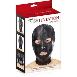 Капюшон для БДСМ з відкритими очима і ротом Fetish Tentation Open mouth and eyes BDSM hood - мініатюра 3