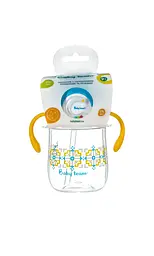 Поїльник Baby Team з силіконовою трубочкою та ручками помаранчовий з синім 300 мл - мініатюра 3