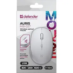 Мишка Defender Auris MB-027 Silent Wireless White (52028) - мініатюра 6