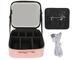Косметичка-органайзер з LED дзеркалом LED Makeup Mirror Handheld Makeup Box — дорожній кейс для косметики з підсвіткою - мініатюра 3