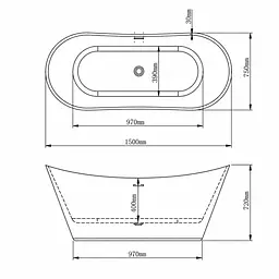 Окремостояча овальна акрилова ванна VBI Marmolada 150x75, біла VBI-070215 - мініатюра 2