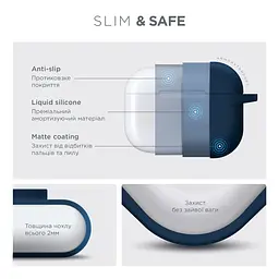 Силіконовий чохол для навушників Apple AirPods Pro 3, Hang Case, синій, ультратонкий захисний кейс товщиною 2 мм, захист від подряпин, пилу та ударів, компактний, з карабіном для кріплення, ArmorStandart (ARM88273) - мініатюра 3