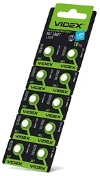 Батарейка годинникова Videx AG 1/LR621 BLISTER CARD 10 шт VIDEX (23265-000) - мініатюра 2