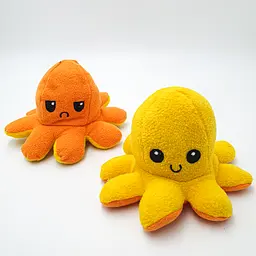 М'яка іграшка Восьминіг перевертень двосторонній веселий сумний Mood Octopus 20 см UKC жовто/жовтогарячий