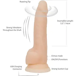 Фалоімітатор з вібрацією Addiction Naked James 8 Rotating & Vibrating Dong - мініатюра 4