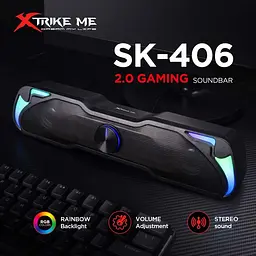 Акустична система колонка саундбар 2.0 XTRIKE ME з підсвічуванням SK-406 6Вт LED USB - мініатюра 5