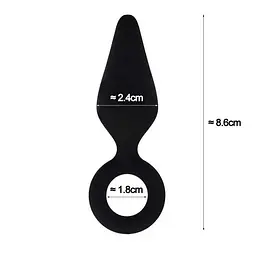 Анальна пробка силіконова з кільцем Velvet Ring 8,6x2,4 см Чорна - мініатюра 2