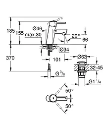 Змішувач для умивальника S-Size + натискний донний клапан Grohe Concetto 23931001 Хром - мініатюра 2