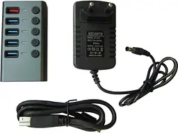 Хаб USB DM-UH-P405-G, Grey, USB 3.0 - 5xUSB 3.0 Dynamode teh0019598 - мініатюра 2