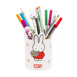 Стакан для письмового приладдя Yes Miffy Flowers пластик рожевий (470562) - мініатюра 2