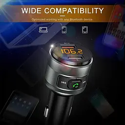 Автомобільний FM-модулятор C57 з Bluetooth 5.0, MP3 та швидкою зарядкою QC3.0 USB - мініатюра 4