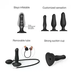 Надувна анальна пробка Strap-On-Me Inflatable Dildo Plug - Noir - мініатюра 6