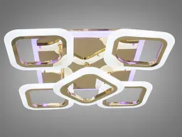 Стельова люстра з пультом, диммером і LED підсвічуванням, 80W, золото - мініатюра 4