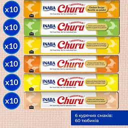 Ласощі Inaba Churu для котів вершковий мус в стіках "Різновиди курки" 4х14 г - мініатюра 3