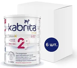 Адаптована суха молочна суміш на основі козячого молока Kabrita 2 Gold, 4,8 кг (6 шт. по 800 г)