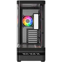 Корпус ModeCom VOLCANO AQ200 ARGB MIDI FRONT LCD 4x120mm fans BLACK без БЖ ATX - мініатюра 2