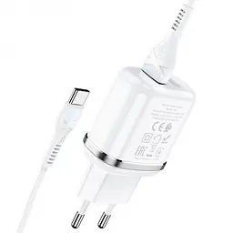 Мережевий зарядний пристрій Hoco N4 Aspiring 2 USB 2.4 A Type-C Білий - мініатюра 4