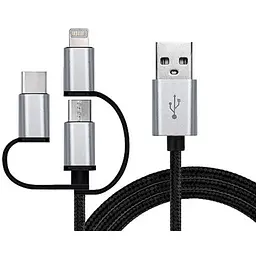 Дата кабель USB 2.0 AM to 3in1 1.0m Premium black REAL-EL (EL123500035)